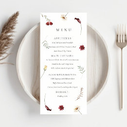 Menu Elegante Flor de Outono no Casamento de Aquarela S