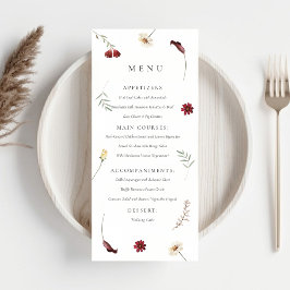 Menu Elegante Flor de Outono no Casamento de Aquarela S