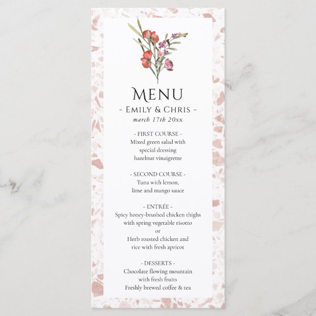 Menu Elegante Floral Eucalyptus Wedding (Frente)