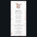 Menu Elegante Floral Eucalyptus Wedding<br><div class="desc">Cartões de cardápio do Eucalipto Floral para sua ocasião especial! O design combina com o resto da Floral Dance Collection. Buquê floral de aquarela de flores pansas vermelhas e roxas com quadros foliares de folhas verdes escuras na parte superior dos seus cartões de menu ( personalize com seus detalhes sobre...</div>