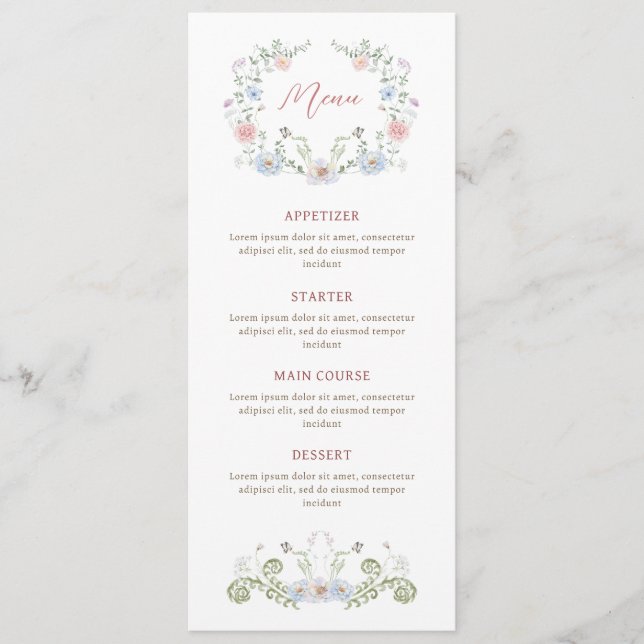 Menu Elegante Floral Frame Classic (Frente)