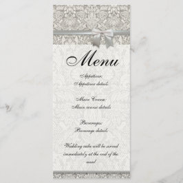 Menu elegante formal brocado de renda damasco branco