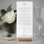 Menu Elegante francês Rococo Floral<br><div class="desc">Este clássico conjunto de designs decorativas históricas é inspirado pelas gravações do pintor de corte francês Alexis Peyrotte no século 18, com cinzas leves sobre folhas brancas de acanthus, rolhas de ornamentado, flores e árvores. Inclui campos de texto editáveis para suas opções de menu.</div>