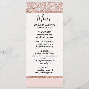 Menu Elegante Girly Rosa cor-de-rosa Dourada