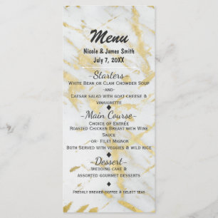 Menu elegante Glam de mármore Dourado & branco do
