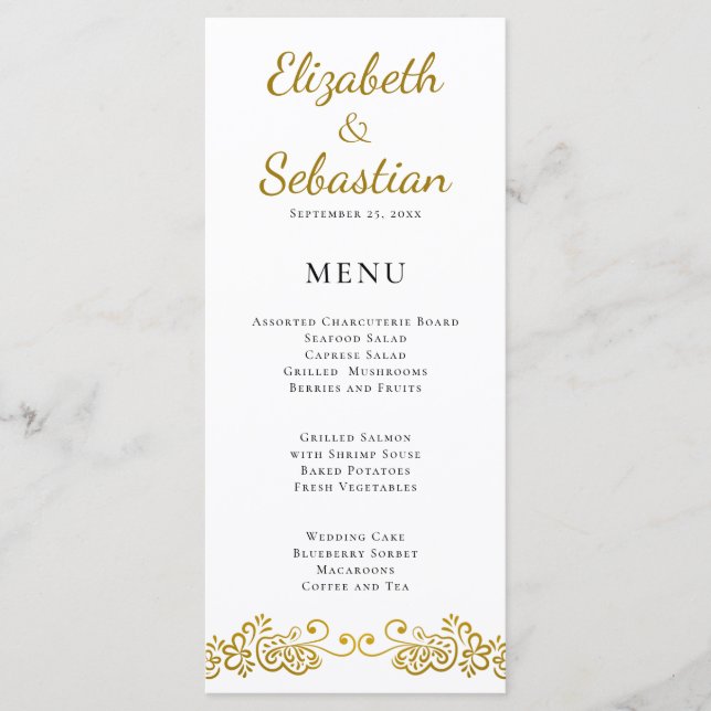 Menu Elegante Janto Dourado e Casamento Branco (Frente)