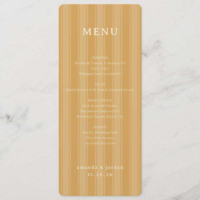 Menu Elegante Listrado a Ouro (Frente)
