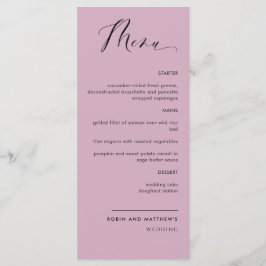 Menu Elegante Mauve, Casamento Calliográfico / Recepção