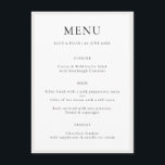 Menu Elegante Minimalista | Casamento Simples Quic Mode<br><div class="desc">Um simples e elegante cartão de cartaz de cardápio de casamento em um estilo moderno de design minimalista com tipografia clássica e um toque sofisticado. O texto pode ser facilmente personalizado com suas opções de menu para uma única design de casamento. Se você precisar de ajuda para personalizar este produto,...</div>