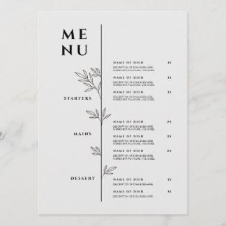 Menu Elegante - Minimalista do Menu Restaurante