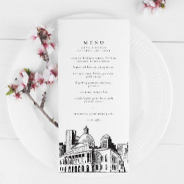 Menu Elegante Modern Boston Sketch New England Casament