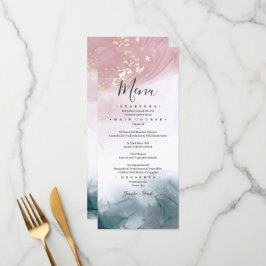 Menu Elegante Moderno Tom Azul de Tinta Alcoólica Aquar