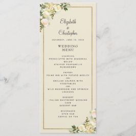 Menu Elegante Moldura de Ovos de Flor Rosa em Dourado C