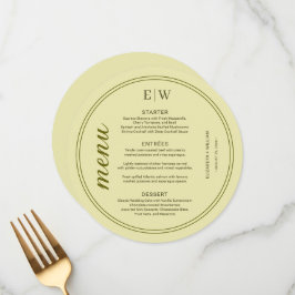 Menu Elegante Moldura em Monograma de Casamento Amarelo