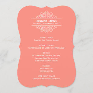Menu Elegante Monograma de Jantar de Casamento Rosa Cor