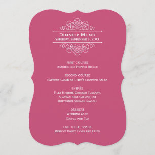 Menu Elegante Monograma de Jantar de Casamento Vermelho