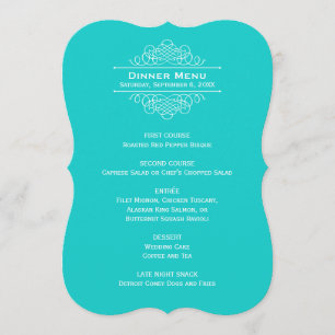 Menu Elegante Monograma de Jantar de Noite de Casamento