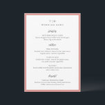 Menu Elegante Monograma Rosa Coral Casamento Moderno<br><div class="desc">Cardápios de casamento modernos com design limpo e fontes serif e script.</div>