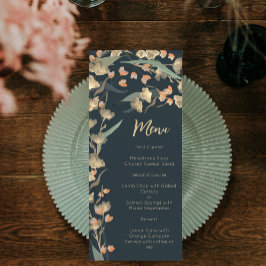 Menu Elegante Naval e Floral Botânico Bege