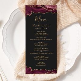 Menu Elegante Noiva Burgundy Dourado Ágata