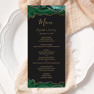 Menu Elegante Noiva Verde Esmeralda Dourado Ágata