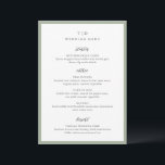 Menu Elegante Noiva Verde Monograma Casamento Moderno<br><div class="desc">Cardápios de casamento modernos com um design limpo com fontes serif e script.</div>