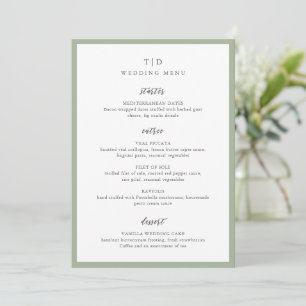 Menu Elegante Noiva Verde Monograma Casamento Moderno