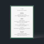 Menu Elegante Noivado Verde Esmeralda Moderno<br><div class="desc">Cardápios de casamento modernos com design limpo e fontes serif e script.</div>