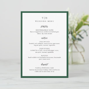 Menu Elegante Noivado Verde Esmeralda Moderno