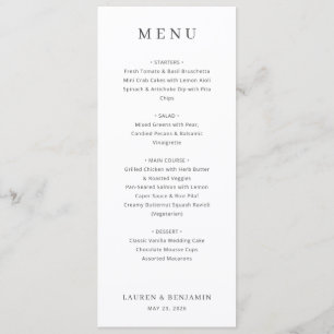 Menu Elegante Preto e Branco com Serifa