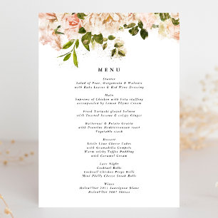 Menu Elegante Rosa Romance Wedding