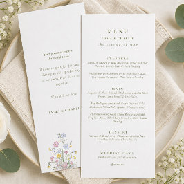 Menu Elegante Roteiro Verde Casamento Dupla Face