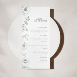 Menu Elegante Sage Green Floral Garden