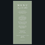 Menu Elegante Sage Green Modern Vamos Eat Janto Casamen<br><div class="desc">Um janto verde-verde-sábio e branco elegante e minimalista,  com um menu verde-verde. Que apresenta modelo de design de chic de fundo verde-sábio e tipografia branca. E o vamos comem palavras em caligrafia elegante.</div>