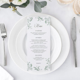 Menu Elegante Sage Green Wedding Flourish