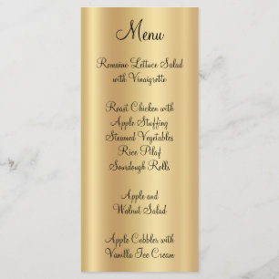 Menu Elegante Shiny Faux Pale Dourada Folha de Ombre