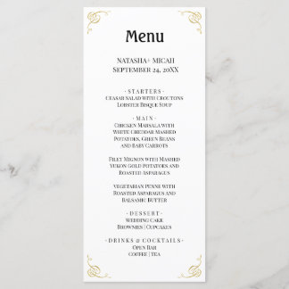 Menu Elegante Simples Branco e Faux Dourado