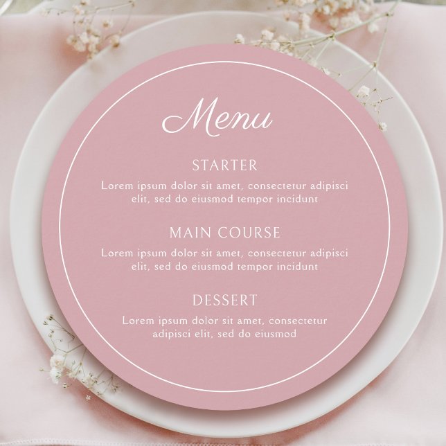 Menu Elegante - Simples Redonda de Blush (Criador carregado)
