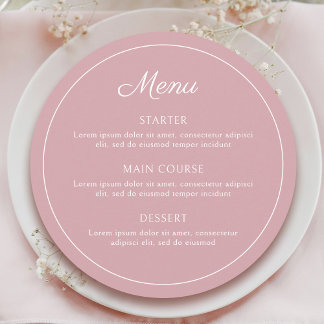 Menu Elegante Simples Rosa Redondo