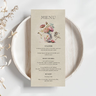 Menu Elegante Tea Party Floral Chá de panela