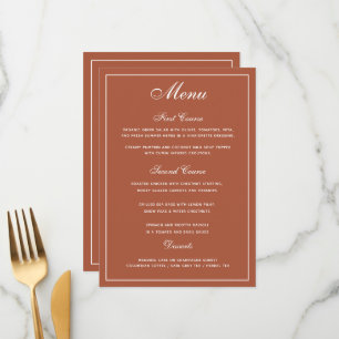 Menu Elegante Terracotta White Script WedMenu