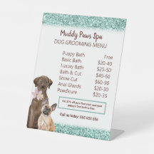 Menu Elegante Turquoise Glitter Dog