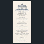 Menu Elegante Velho Chateau Manor Wedding<br><div class="desc">Celebre seu dia especial com esses menus elegantes, com um design simples e real de um velho manor francês azul contra um fundo creme. Um eterno e um design minimalista com charme vintage. Personalize o texto, a fonte e as cores para se adequarem às suas preferências de design. Correspondência de...</div>