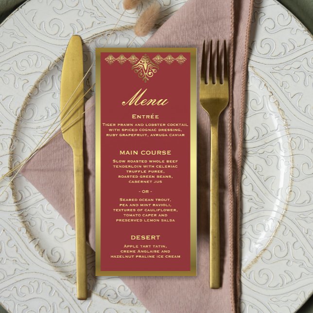 Menu Elegante Vermelho e Recepção de casamento Dou (Criador carregado)