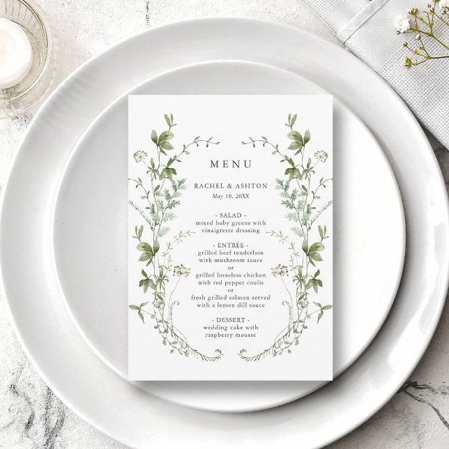 Menu Elegante Watercolor Wildflower WedMenu (Criador carregado)
