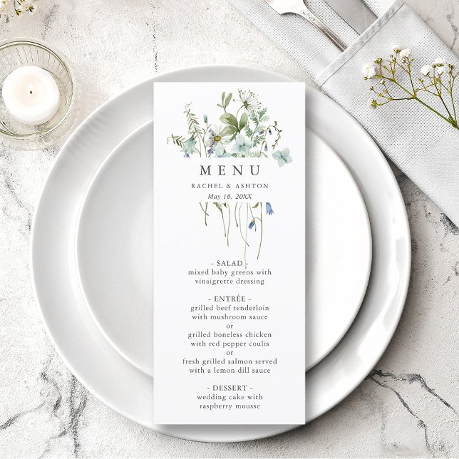 Menu Elegante Watercolor Wildflower WedMenu (Criador carregado)