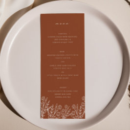 Menu Elegante Wildflower Terracotta Janto Casamento Men