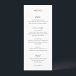 Menu Elise Elegant Wedding<br><div class="desc">Menu de casamento elegante com estilo clássico que combina fontes modernas de sans serif e de script elegante.</div>