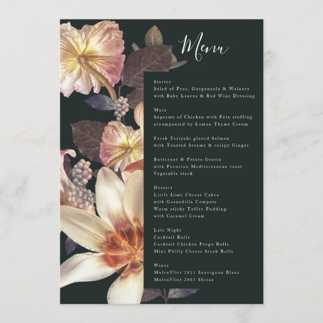 Menu Emerald Antique Casamento vintage (Frente)