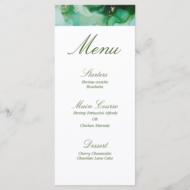 Menu Emerald Dark Green Elegante Dourada Elegante (Frente)